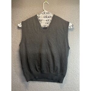 Marz Men's Size XL Merino Wool V-Neck Knit Sweater Pullover Vest GRAY